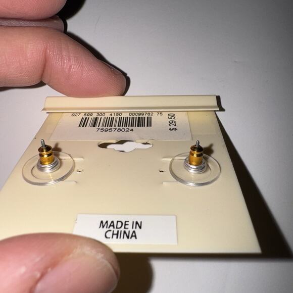 NEW Brooks Brothers Turquoise Gold Enamel Stud Earrings Nickel Free Button Style - Picture 3 of 5